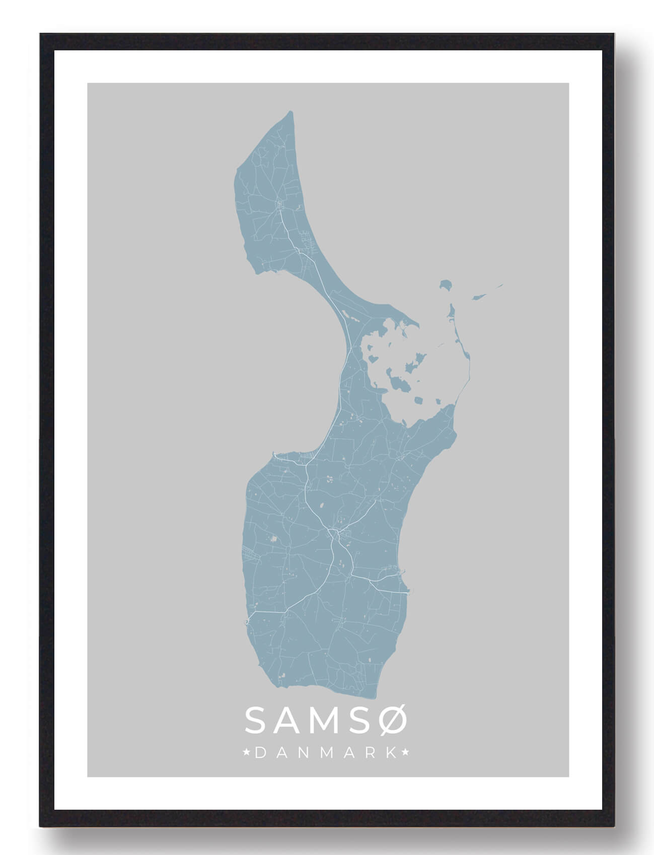 Samsø plakat - lyseblå (Størrelse: M - 30x40cm)