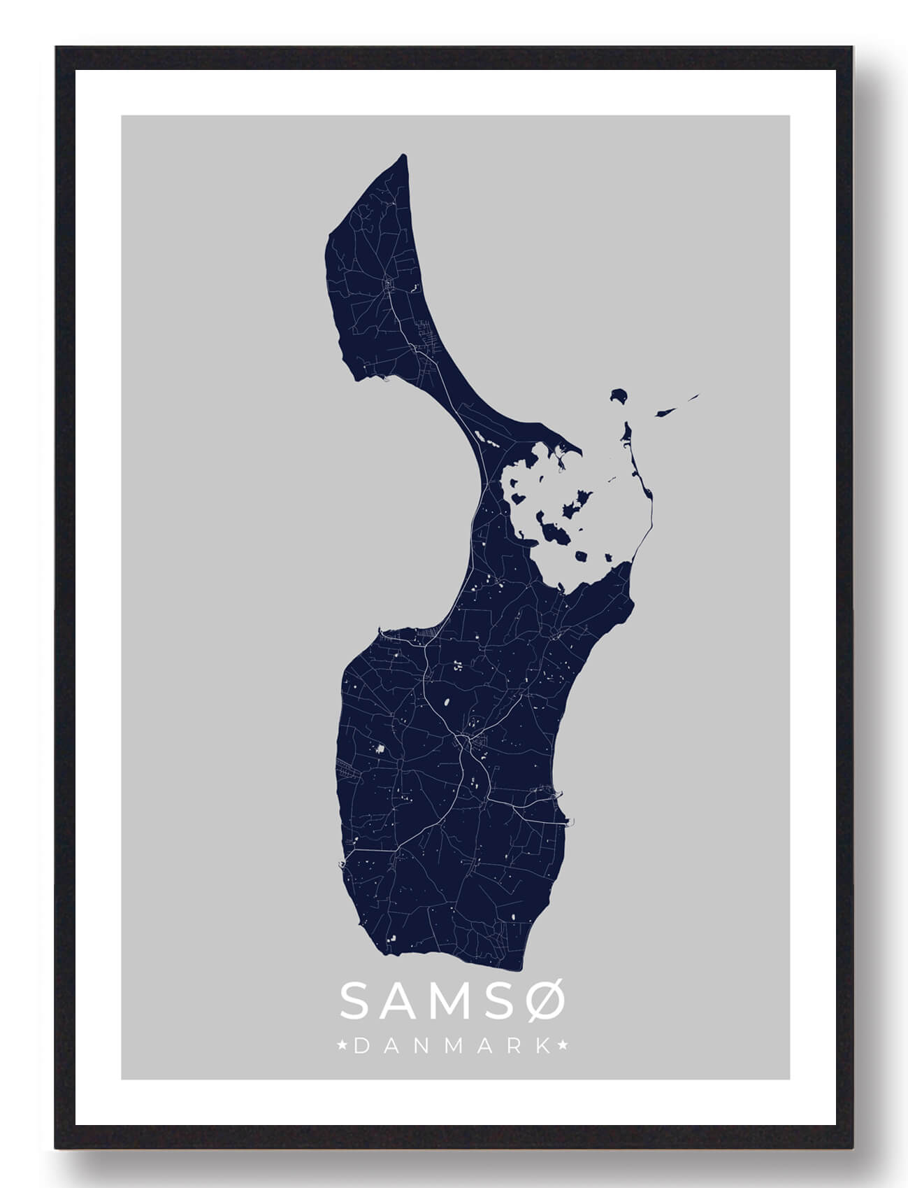Samsø plakat - mørkeblå (Størrelse: S - 21x29,7cm (A4))