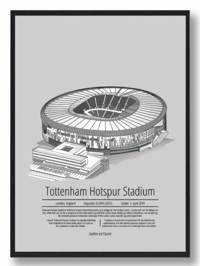 Fodbold plakat med Tottenham stadion. Denne fodbold plakat med Tottenham er i flot stilren grå baggrund