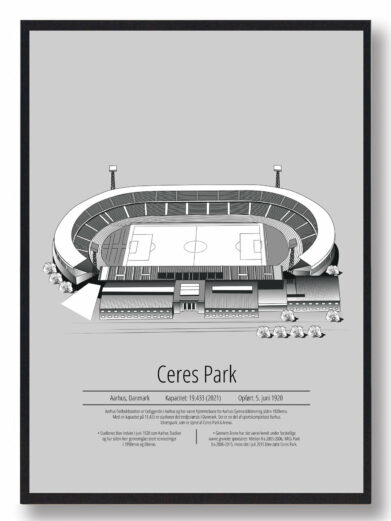 Fodbold plakat med AGF stadion. Denne fodbold plakat med AGF er i flot stilren grå baggrund