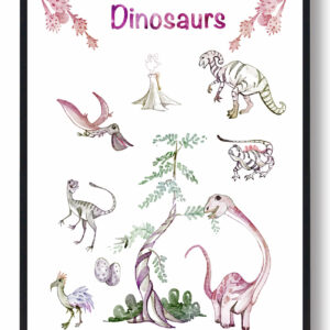 Dinosaurplakat - håndtegnet