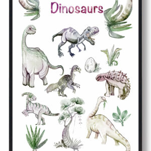 Dinosaurplakat - håndtegnet