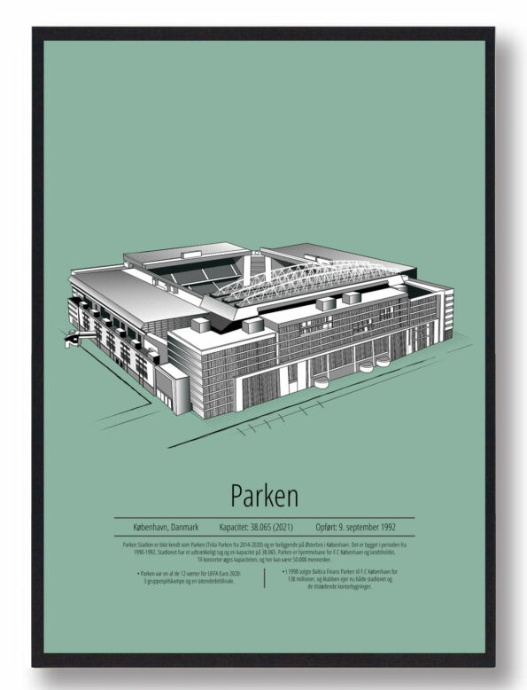 Fodbold plakat med FCK Parken stadion. Denne fodbold plakat med FC København park er i flot stilren gul baggrund