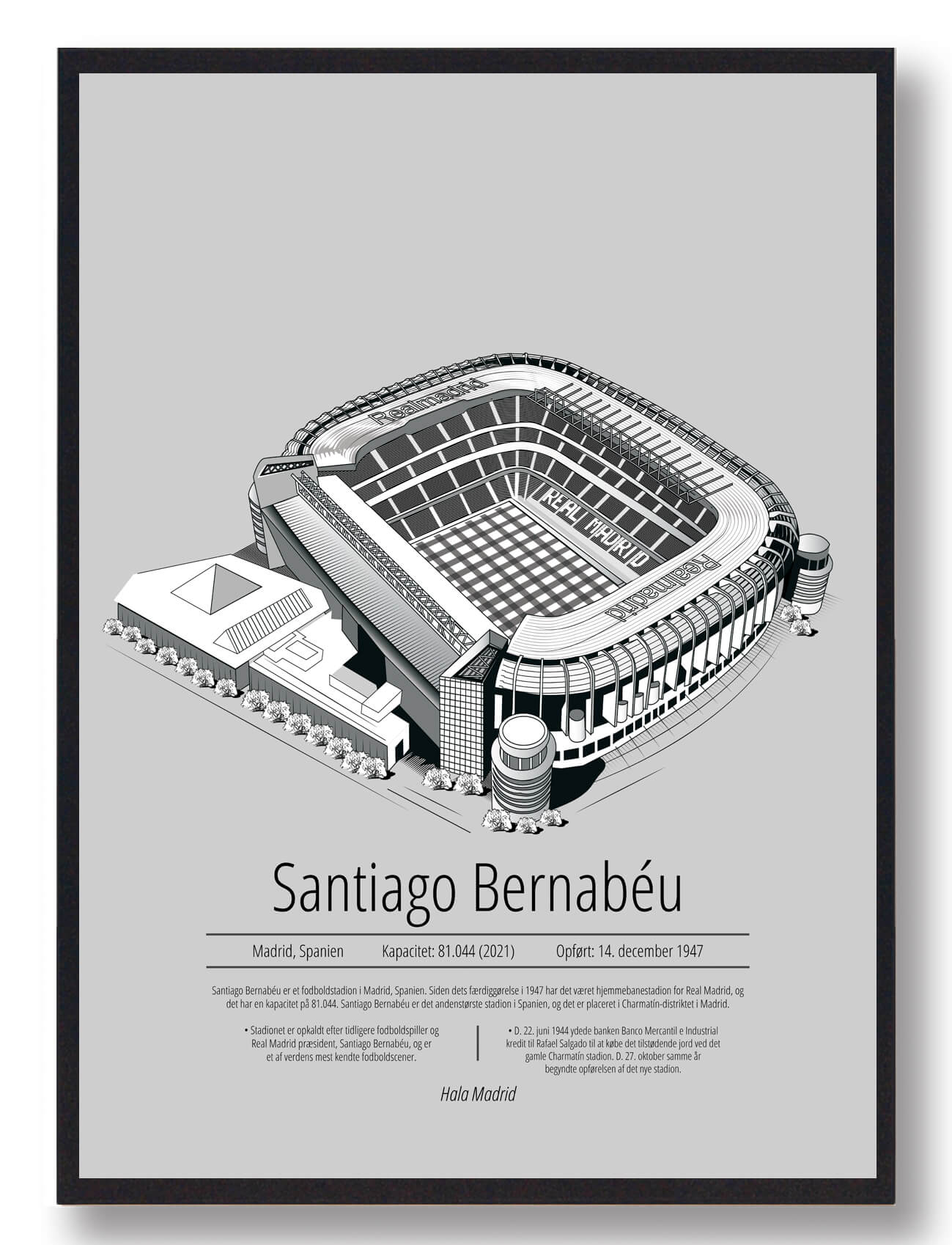 Santiago Bernabeu Real Madrid Grå Størrelse: 50x70cm