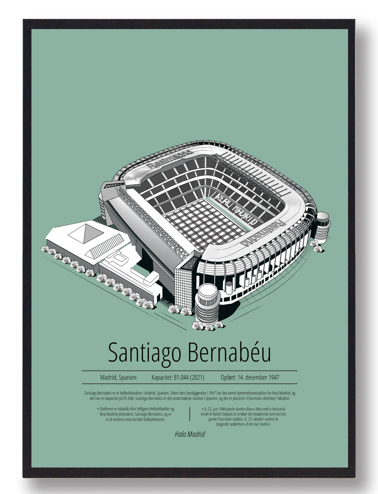 Santiago Bernabeu Real Madrid Mintgrøn Størrelse: 50x70cm