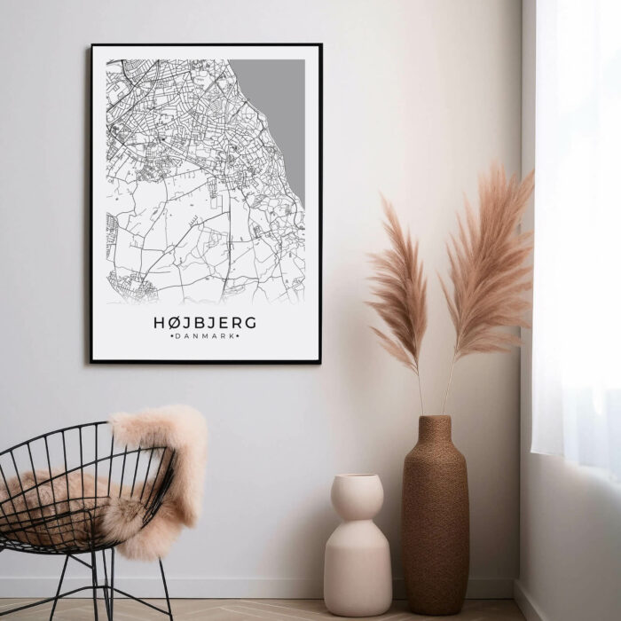 Højbjerg by plakat er perfekt boligplakat, til stuen. Denne Højbjerg plakat med området som motiv viser Højbjerg fra sin smukkeste side