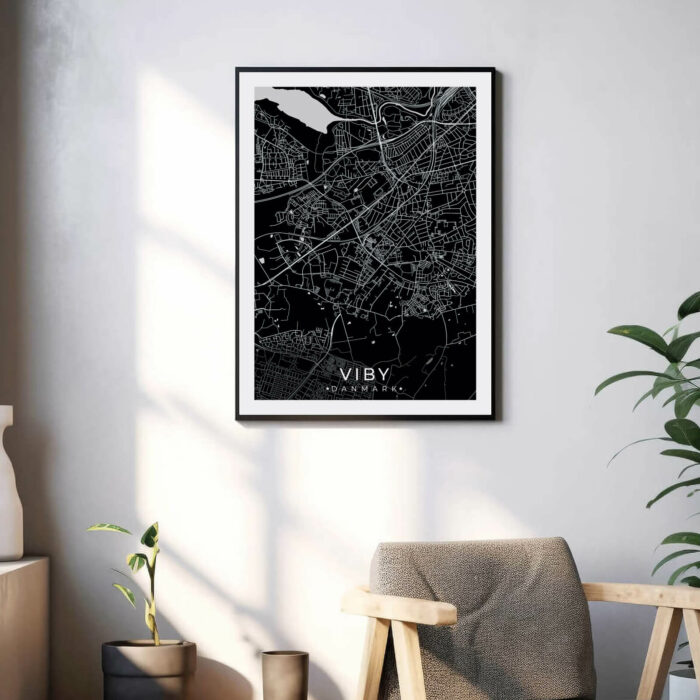 Viby by plakat er perfekt boligplakat, til stuen. Denne Viby plakat med området som motiv viser Viby fra sin smukkeste side