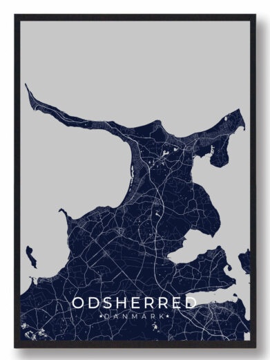 Odsherred byplakat - mørkeblå