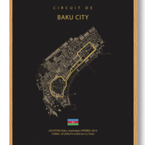 Baku City Circuit - Formel 1 mørk plakat