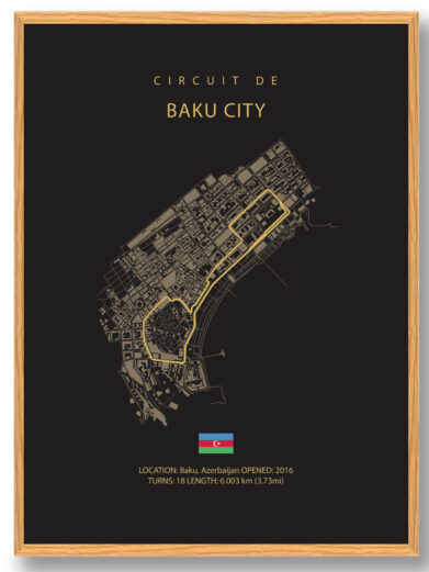 Baku City Circuit - Formel 1 mørk plakat