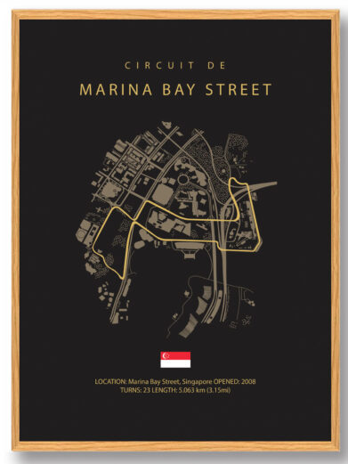 Marina Bay Street Circuit - Formel 1 mørk plakat