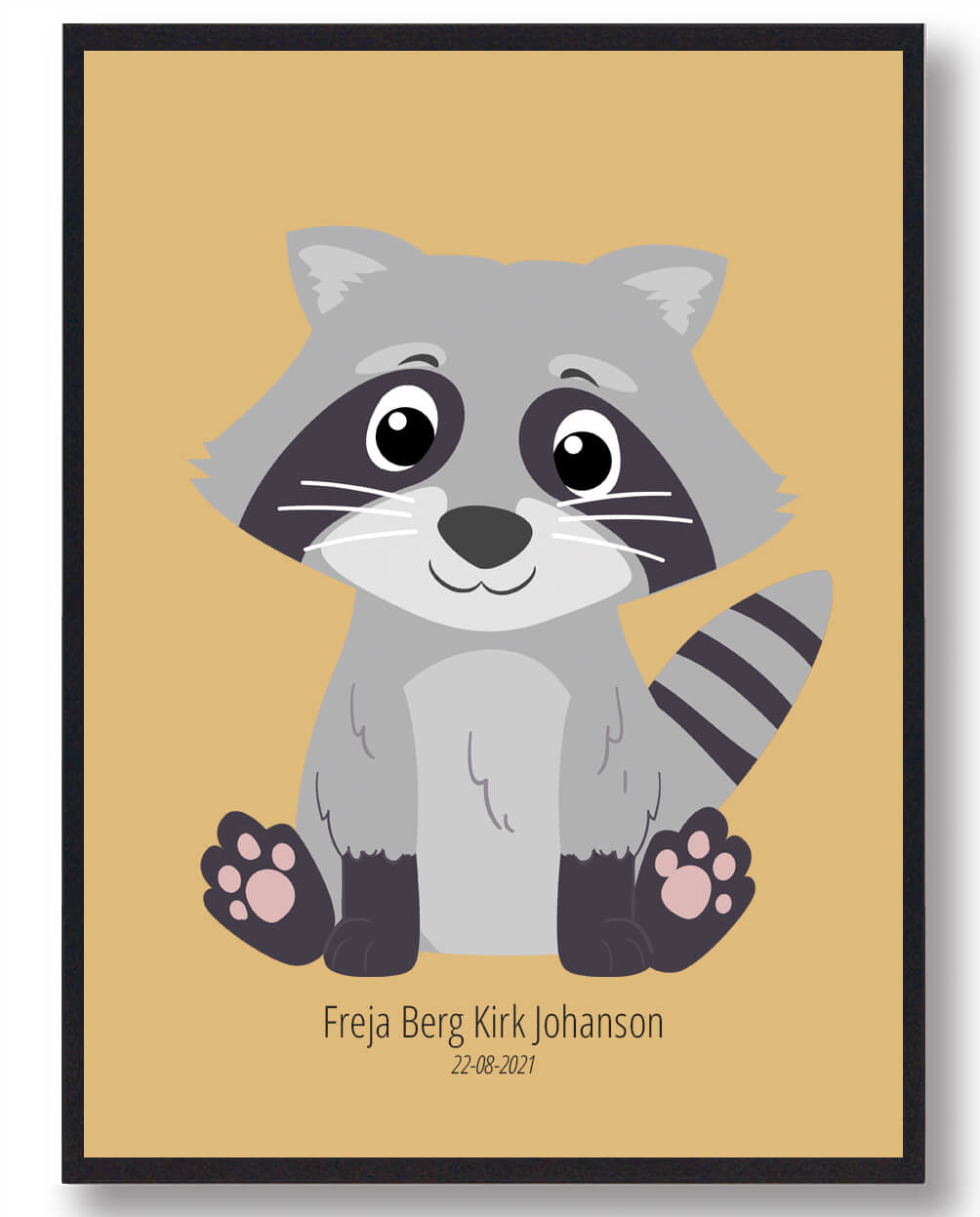 Vaskebjørn navneplakat (Størrelse: S – 21×29,7cm (A4))