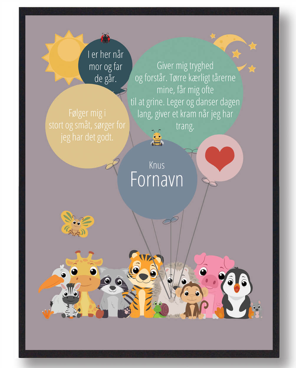 Vuggestueplakat med navn – gave (Størrelse: S – 21×29,7cm (A4))