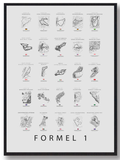 Formel 1 baner - lys plakat