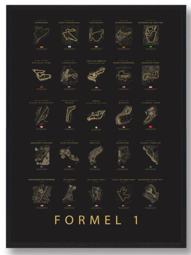 Formel 1 baner - mørk plakat