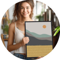 Landskabs maleri plakat til boligindretning. Stilfuld plakat med minimalistisk landskabsmotiv til dit hjem.