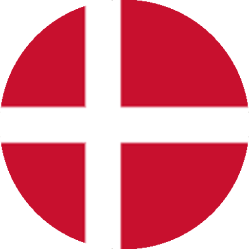 Dansk fodbold: Det danske flag i en cirkel. Heja Danmark!