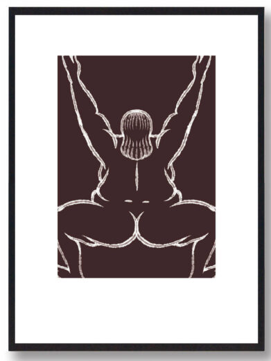 Yoga plakat - kvinde ned i knæ (brun)