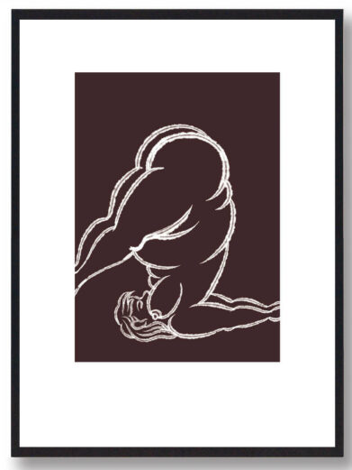 Yoga plakat - kvinde på hovedet (brun)