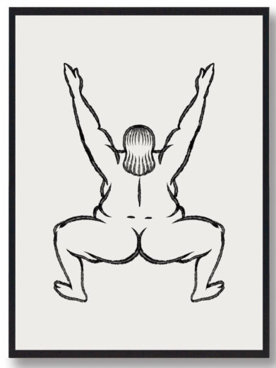 Yoga plakat - kvinde ned i knæ