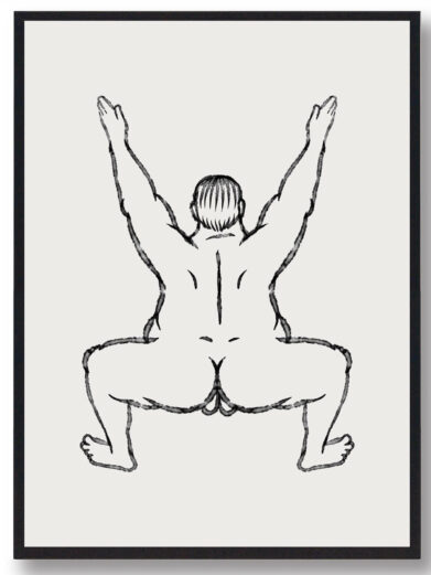 Yoga plakat - mand ned i knæ
