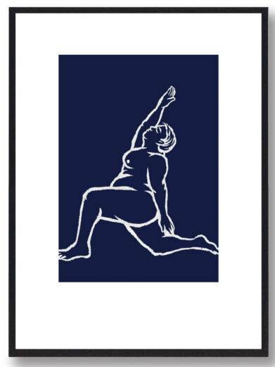 Yoga plakat - mand i stræk (blå)