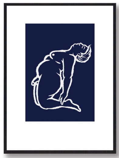 Yoga plakat - mand bøjer sig bagover (blå)
