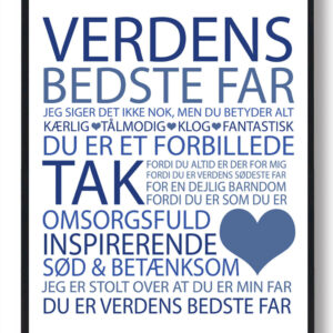 Verdens bedste far plakat - blå