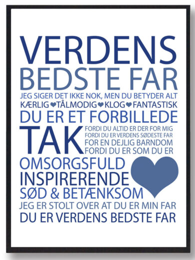 Verdens bedste far plakat - blå