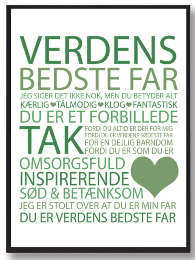 Verdens bedste far plakat - grøn
