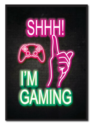 Shhh i'm gaming - neon gamerplakater