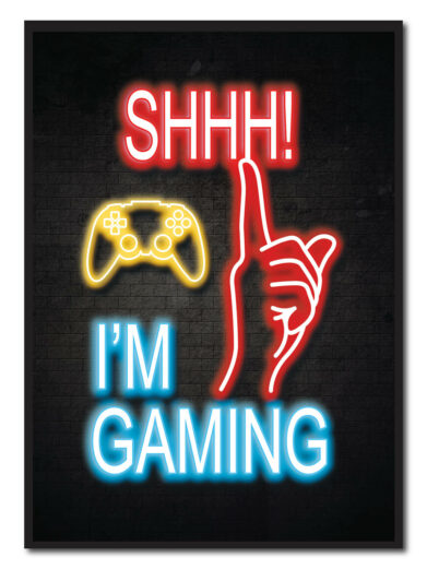 Shhh i'm gamling - blå neon gamerplakater