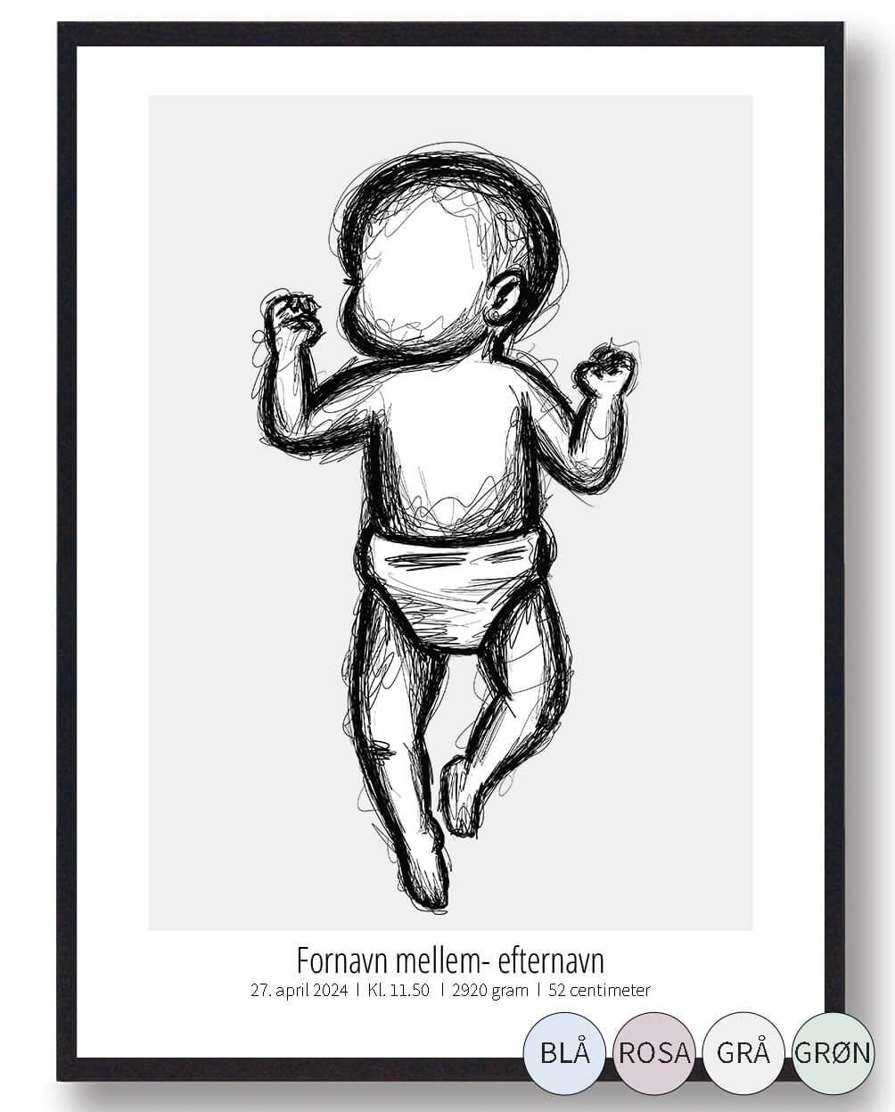 1:1 Skitse fødselsplakat