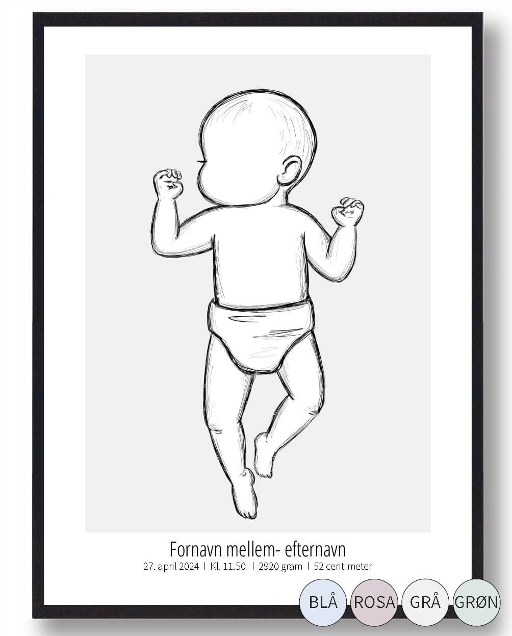 1:1 Skitse fødselsplakat