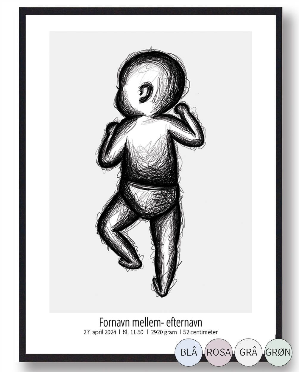 1:1 Skitse fødselsplakat