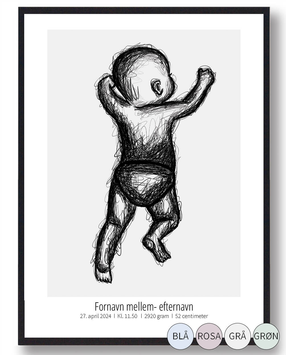 1:1 Skitse fødselsplakat