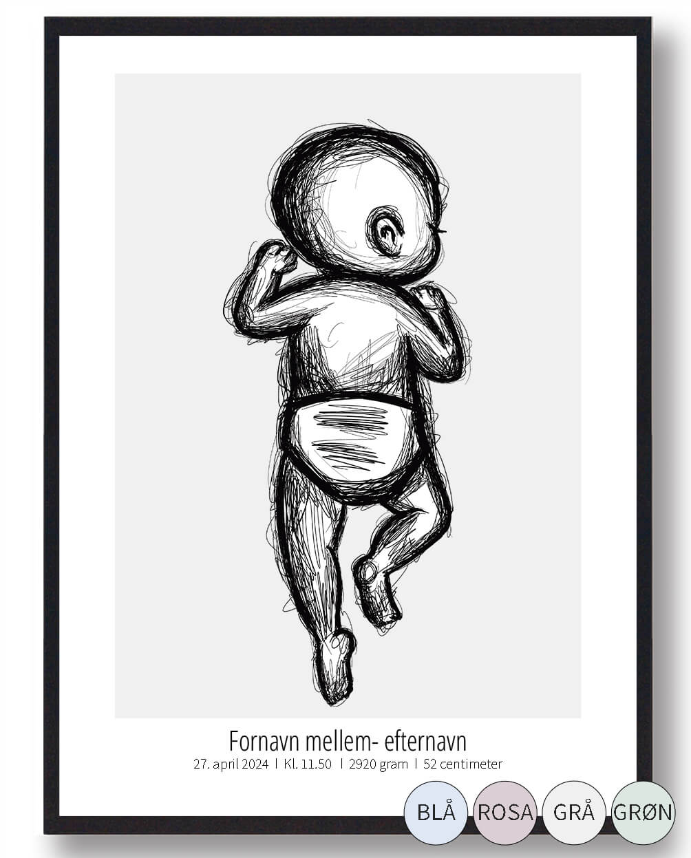 1:1 Skitse fødselsplakat