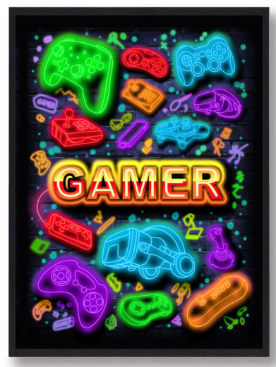 Gamer gul - neon gamerplakater