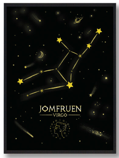 Stjernebillede jomfruen - sort håndtegnet baggrund