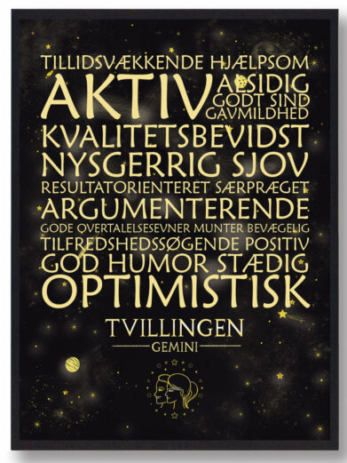 Stjernebillede tvillingen – sort håndtegnet baggrund