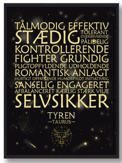 Stjernebillede tyren – sort håndtegnet baggrund