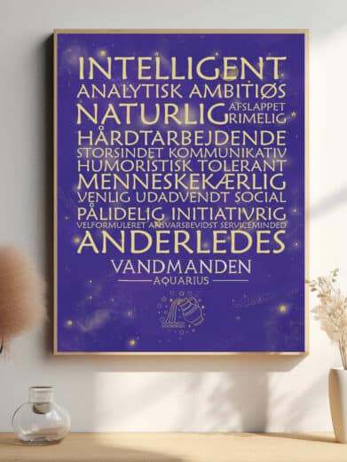 Lilla stjernetegnsplakat "Vandmanden". Elegant design med tekst. Perfekt til boligen. Nu på tilbud!