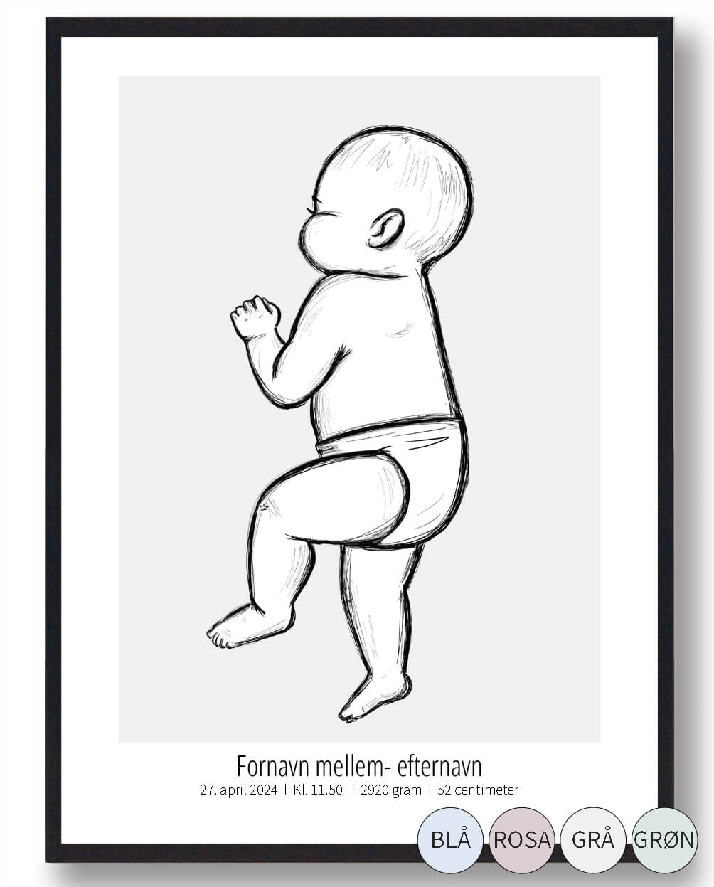 1:1 Skitse fødselsplakat