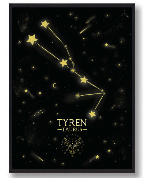 Stjernebillede tyren - sort håndtegnet baggrund