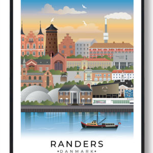 Randers byplakat med hvid kant