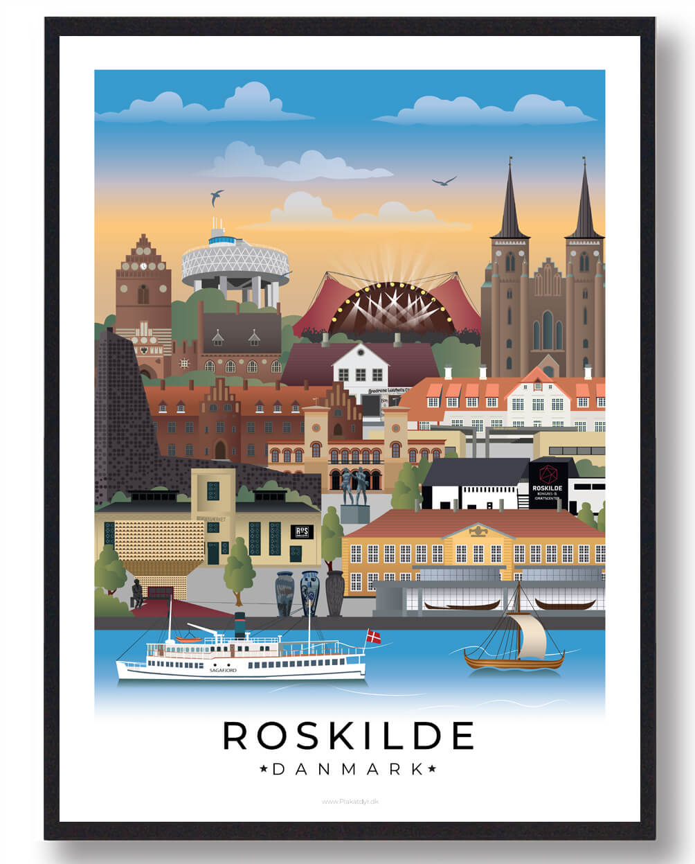 Roskilde Byplakat Med Hvid Kant