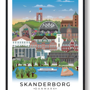 Skanderborg byplakat med hvid kant