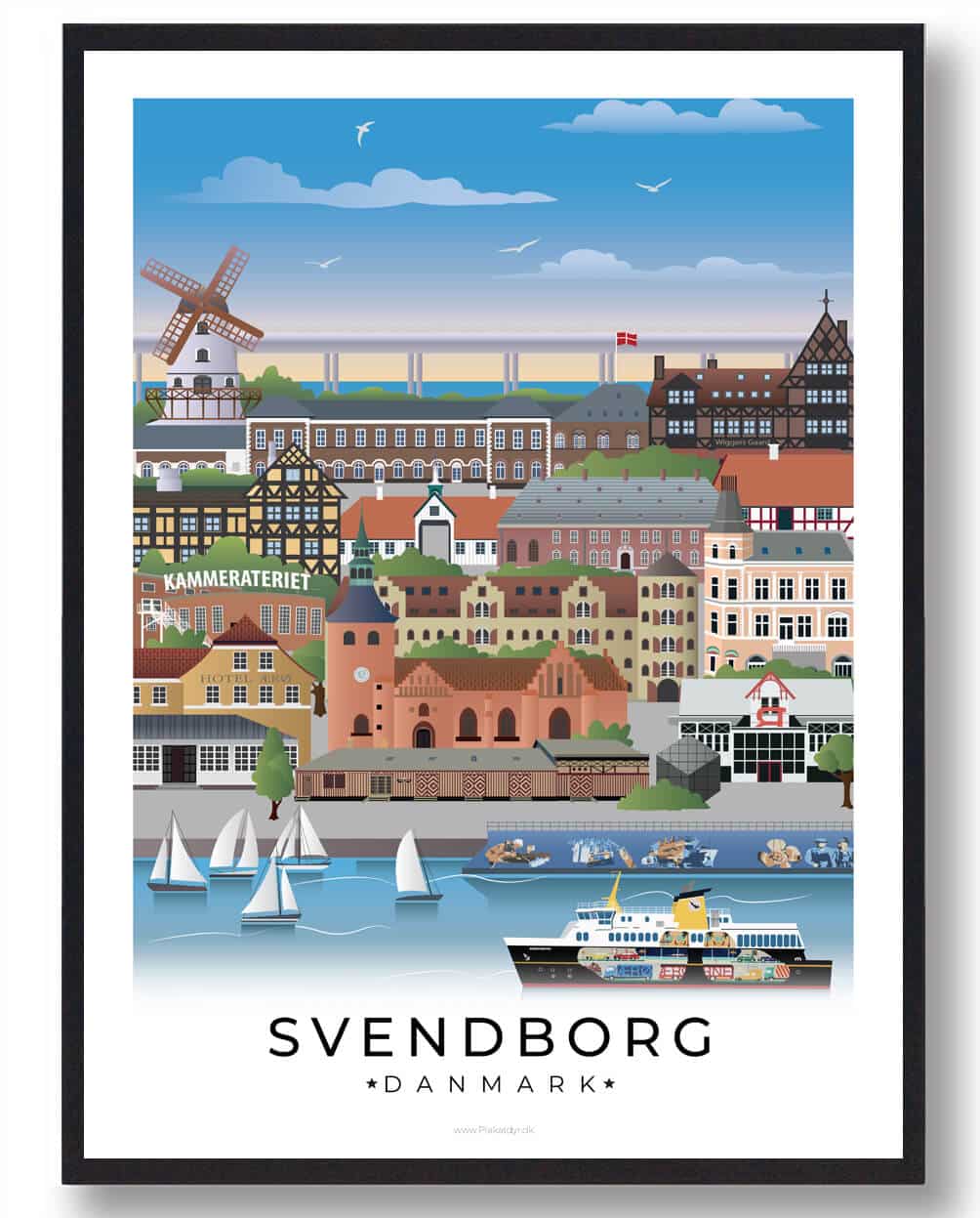 Svendborg plakat med hvid kant
