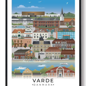 Varde byplakat med hvid kant