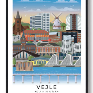 Vejle plakat med hvid kant